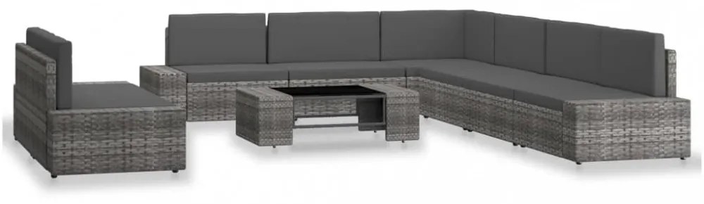 9 részes szürke polyrattan kerti ülőgarnitúra