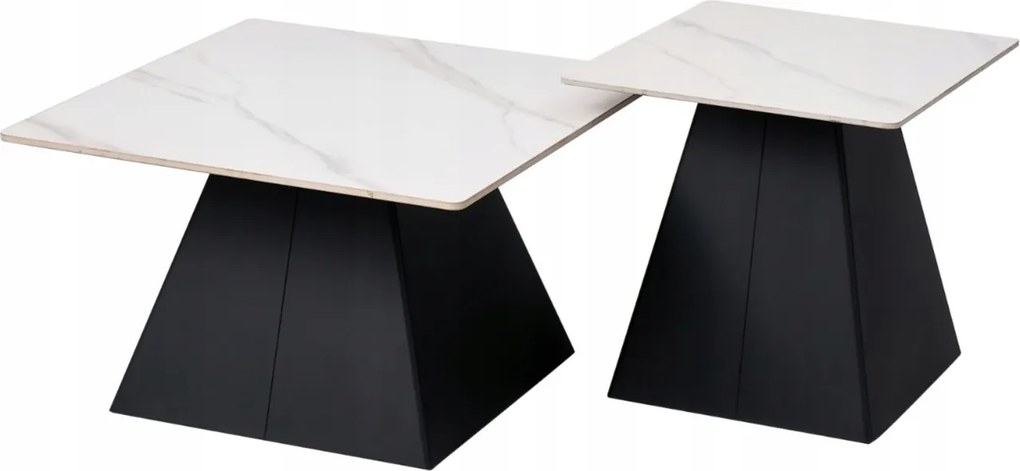 Dohányzóasztal fehér, 2 db-os pad szett nappaliba, loft kanapéhoz modern Mavia