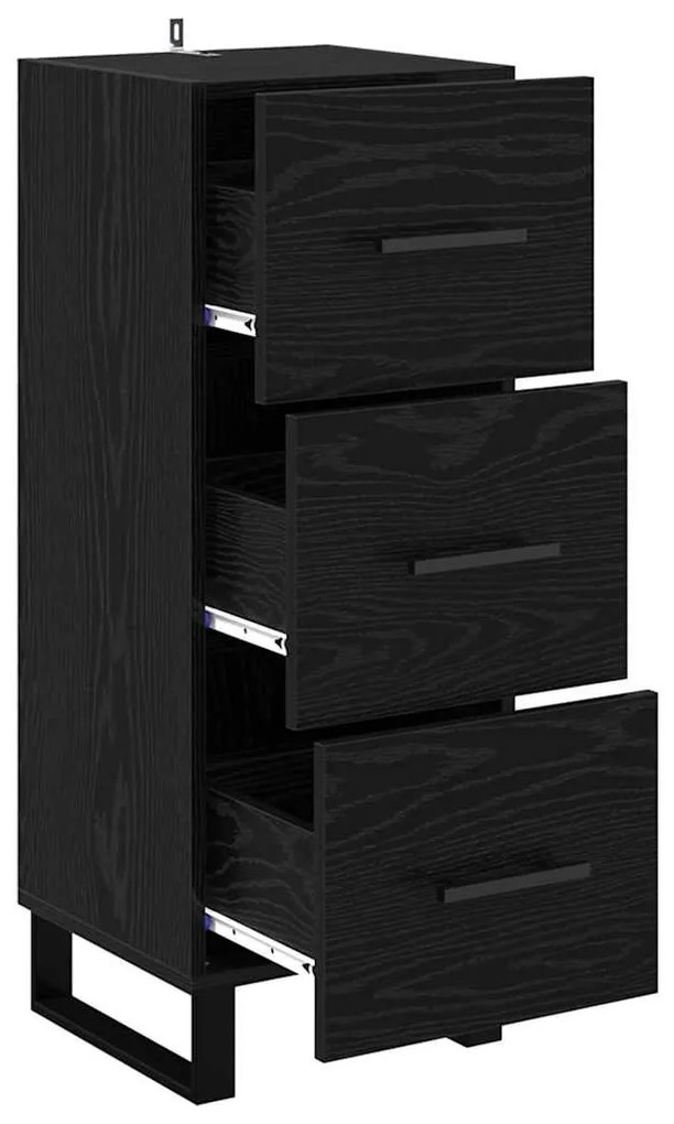 Széf fiókkal Fekete tölgy 34,5 x 34 x 90 cm Műszaki fa és vas