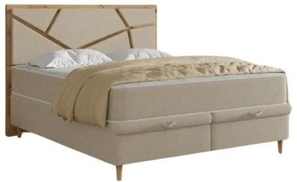 Kárpitozott franciaágy matracokkal és beépített tárolóval NAOMI 160x200 cm, bézs