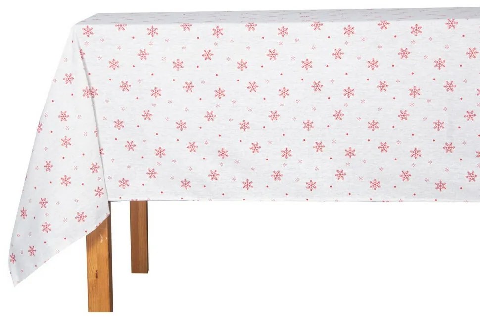 Karácsonyi terítő Red Snowflakes on White, 130 x180 cm