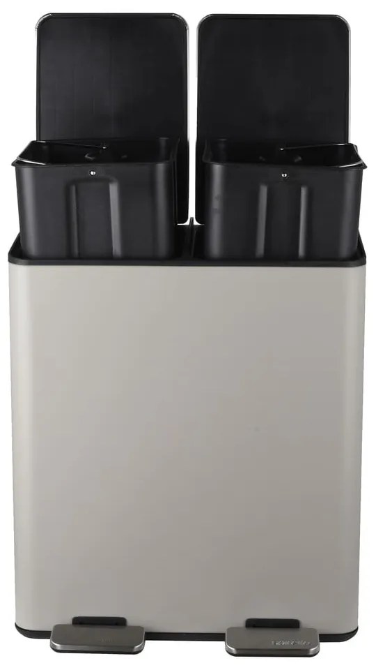 Szürkésbarna acél szelektív pedálos szemetes 2x20 l Aliya – Spirella