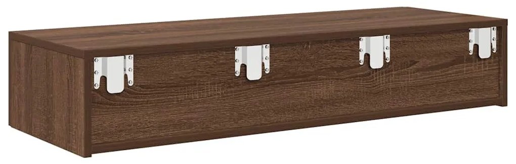 Falipolc fiókokkal barna tölgy 100x36x19 cm műszaki fa