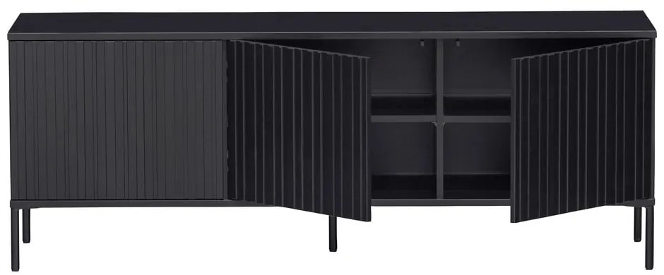 Fekete borovi fenyő TV-állvány 150x56x44 cm Gravure – WOOOD