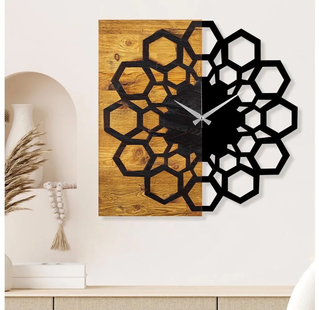 Fali óra 58x58 cm, 1xAA, fa/fém kivitel