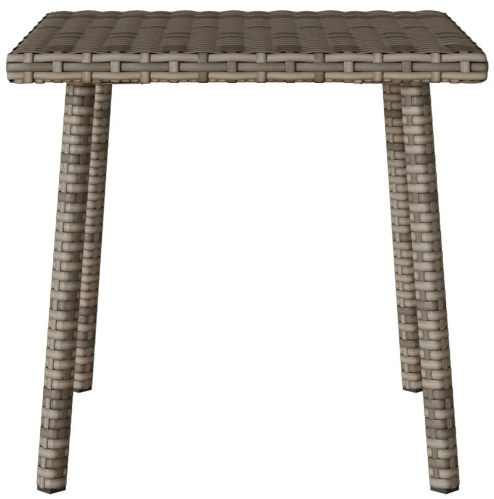 téglalap szürke polyrattan kerti dohányzóasztal 40x40x37cm