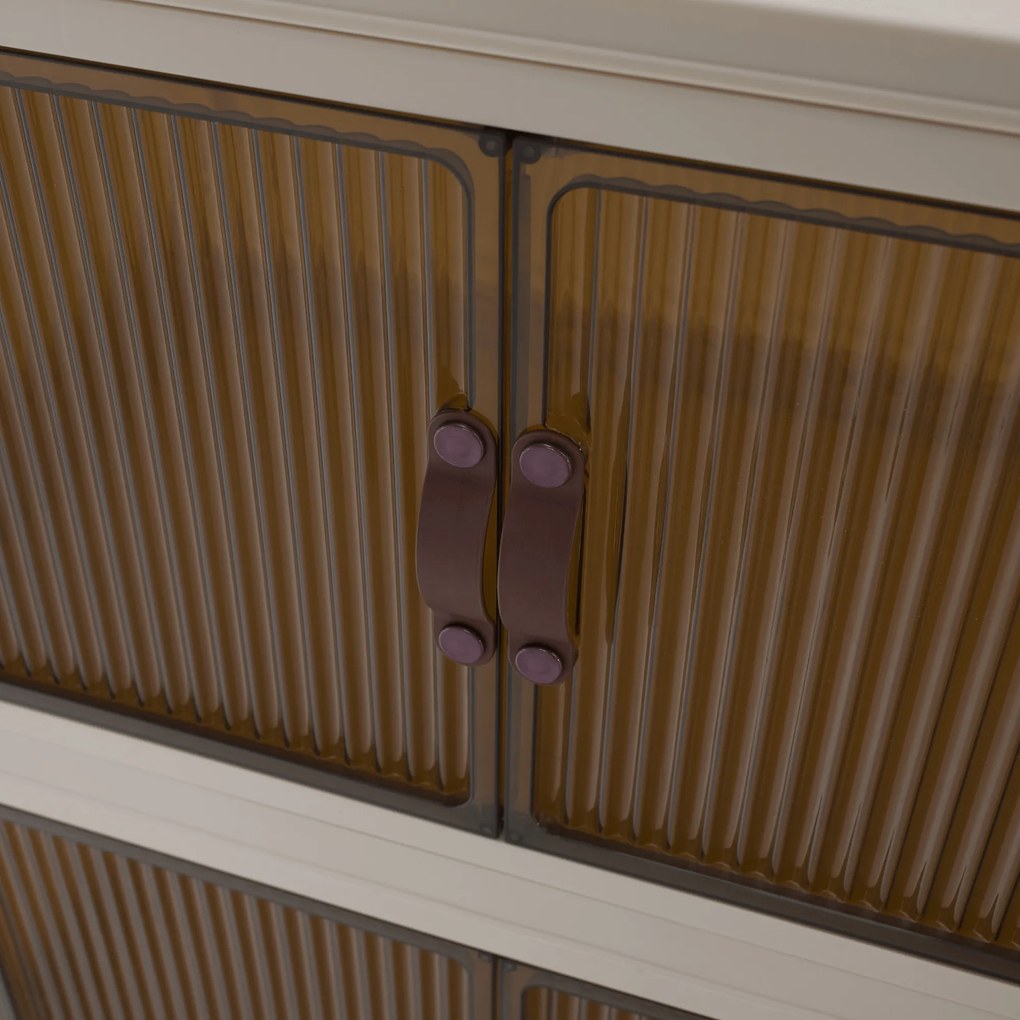 Összecsukható szekrény, fehér/barna, műanyag, POSA TYP 2