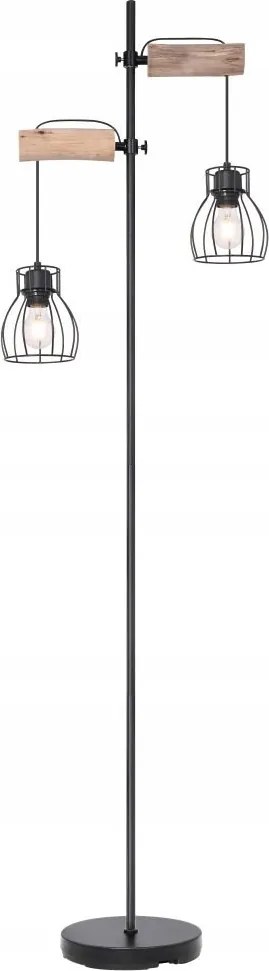 Állólámpa Mina fekete fém és fa Globo Lighting E27 168cm