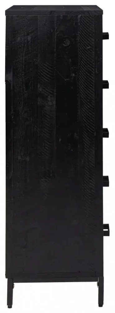 fekete tömör fenyőfa fiókos szekrény 42x35x110 cm