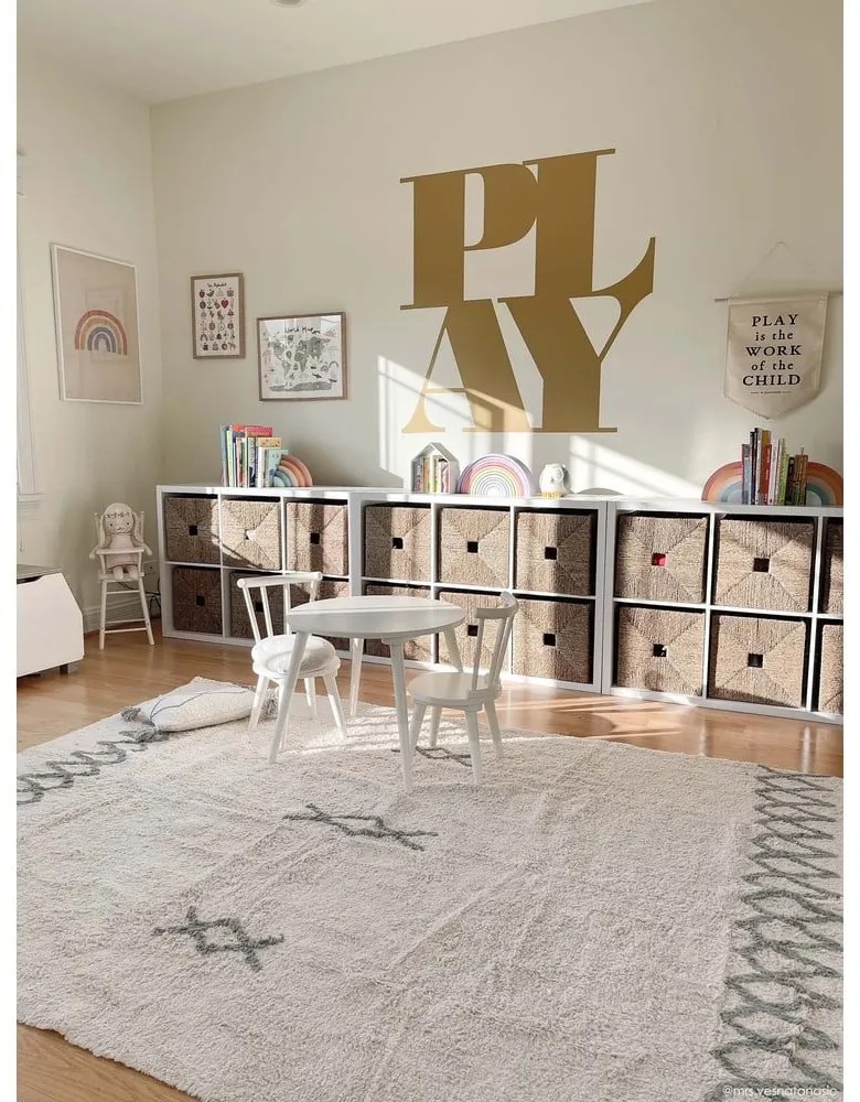 Kék-krémszínű mosható kézi szövésű pamut szőnyeg 170x240 cm Atlas Natural – Lorena Canals