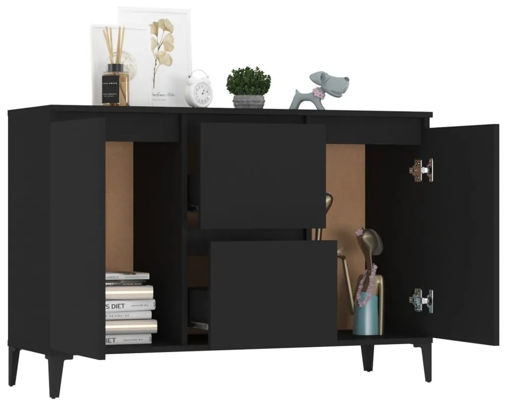 fekete szerelt fa tálalószekrény 102 x 35 x 70 cm