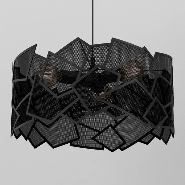 Csillár zsinóron CAMO 3xE27/15W/230V fekete