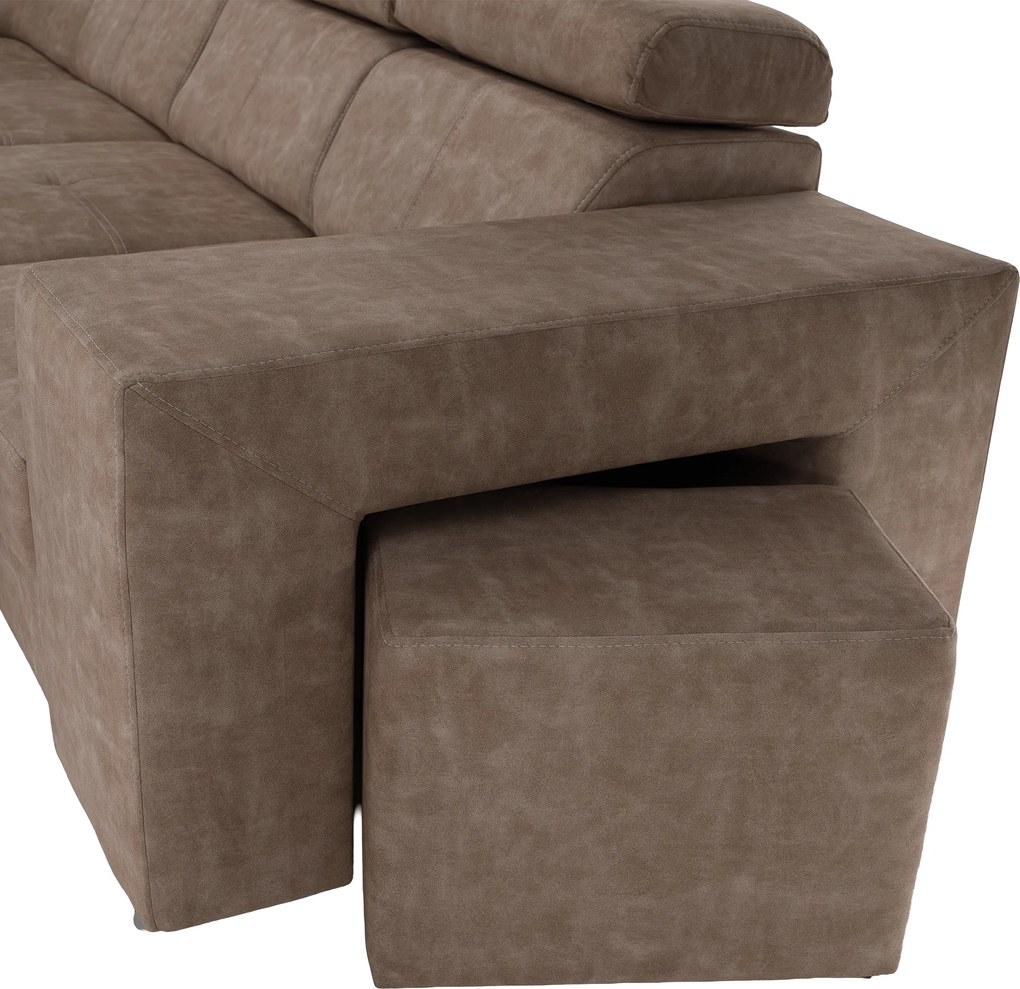 Ülőgarnitúra, bézs, balos, MALAGA BIG