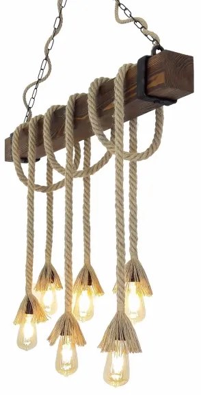 KUTUK kábeles függőlámpa 6xE27/40W/230V fenyő