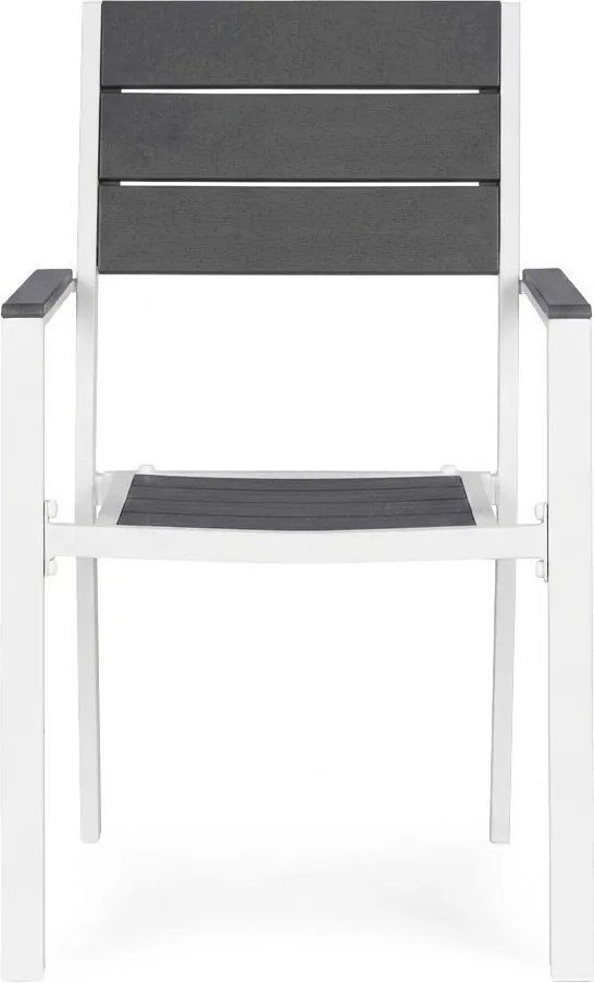Kerti szék, MultiGarden YC-051KD-4-5, fehér/sötétszürke, 54,5 x 52 x 89 cm, acél keret, HDPE ülő- és háttámla, 150 kg teherbírás, 2 db-os szett