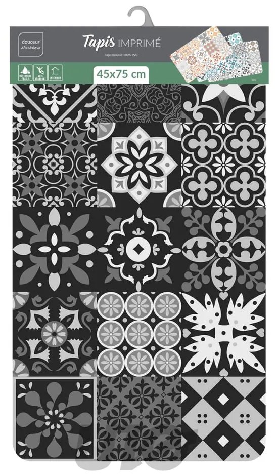 Fekete PVC szőnyeg 45x75 cm Salou – douceur d'intérieur
