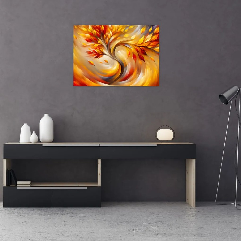 Üveg kép - Őszi fa (70x50 cm)