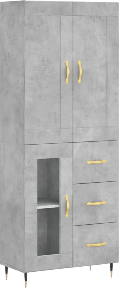 vidaXL betonszürke szerelt fa magasszekrény 69,5 x 34 x 180 cm