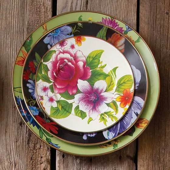 Zománcozott desszerttál "Flower Market" 20 cm, fehér - MacKenzie-Childs
