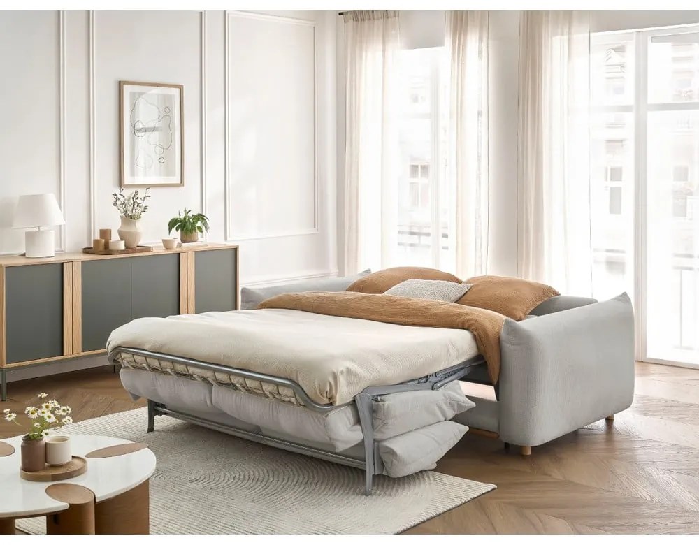 Világosszürke kinyitható kanapé 214 cm Ernest – Bobochic Paris