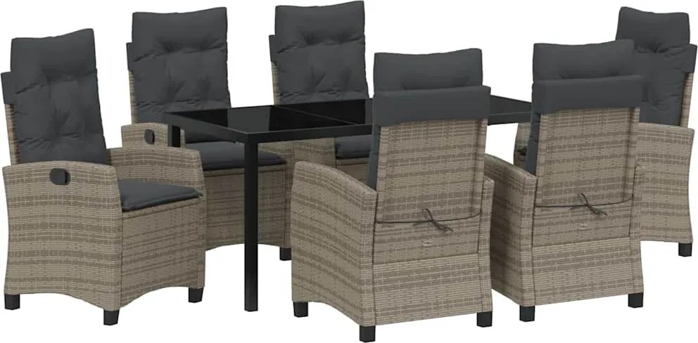 vidaXL Kert étkező szett párnával 7 pcs Szürke polirattan