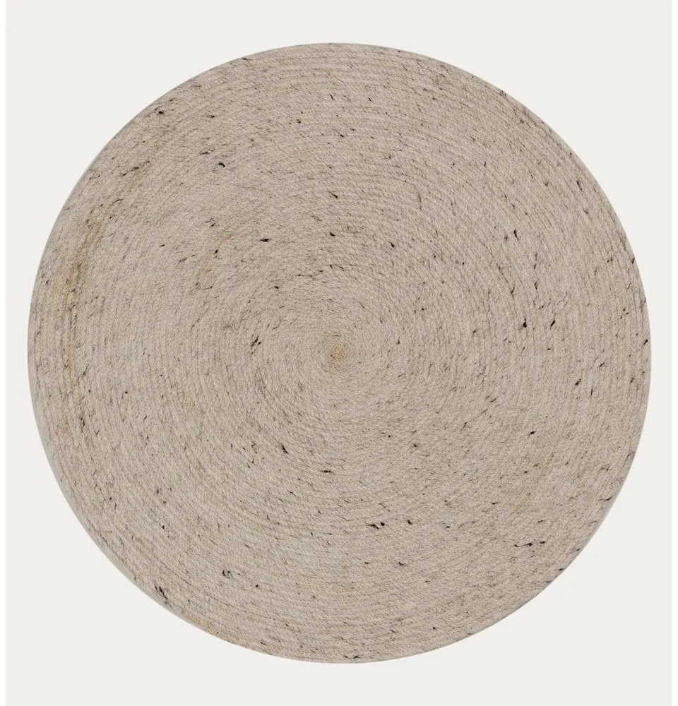 Világosszürke-elefántcsont színű kézi szövésű gyapjú kerek szőnyeg ø 200 cm Takashi – Kave Home
