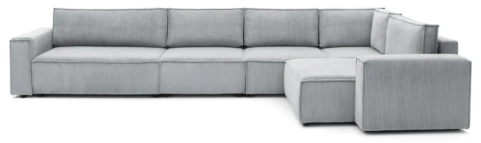 Világosszürke kordbársony sarokkanapé (jobb oldali) Nihad modular – Bobochic Paris