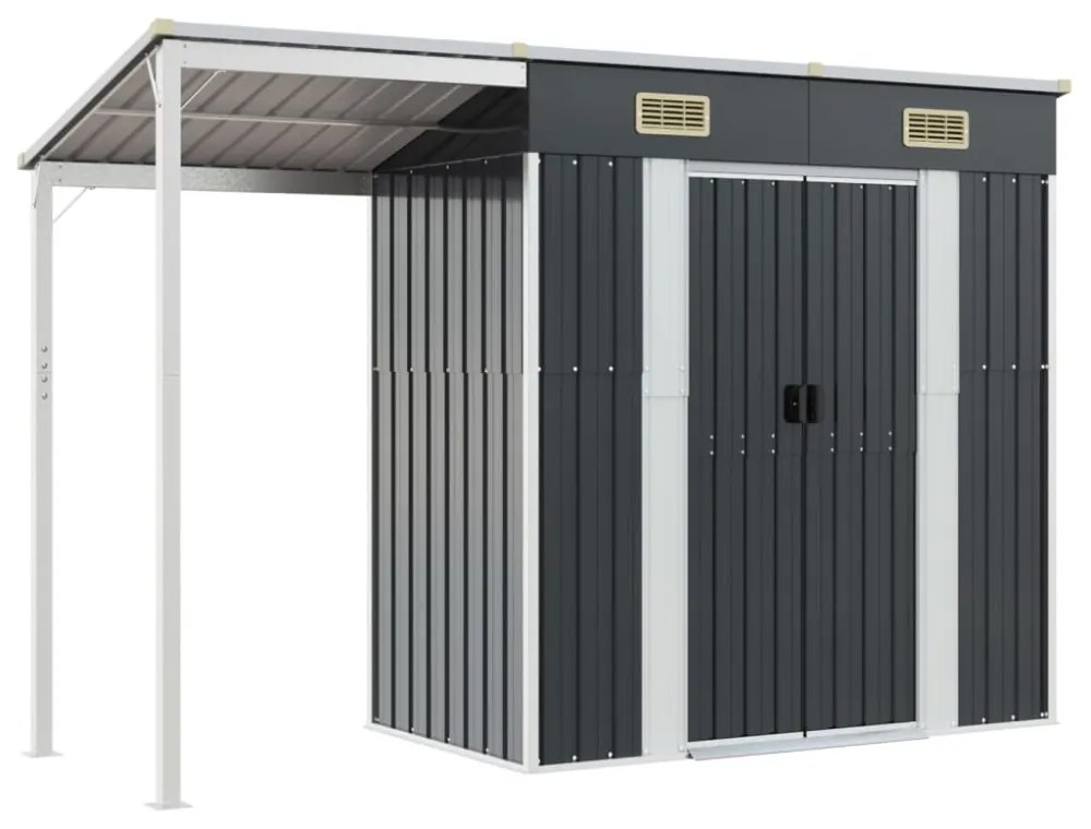 vidaXL antracitszürke fészer meghosszabbított tetővel 277x107x181 cm