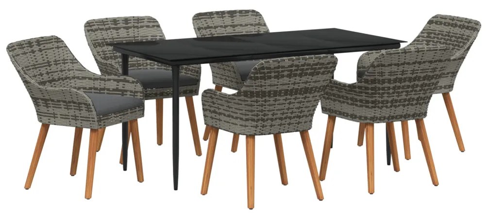 7 részes kerti étkezési garnitúra szürke polyrattan