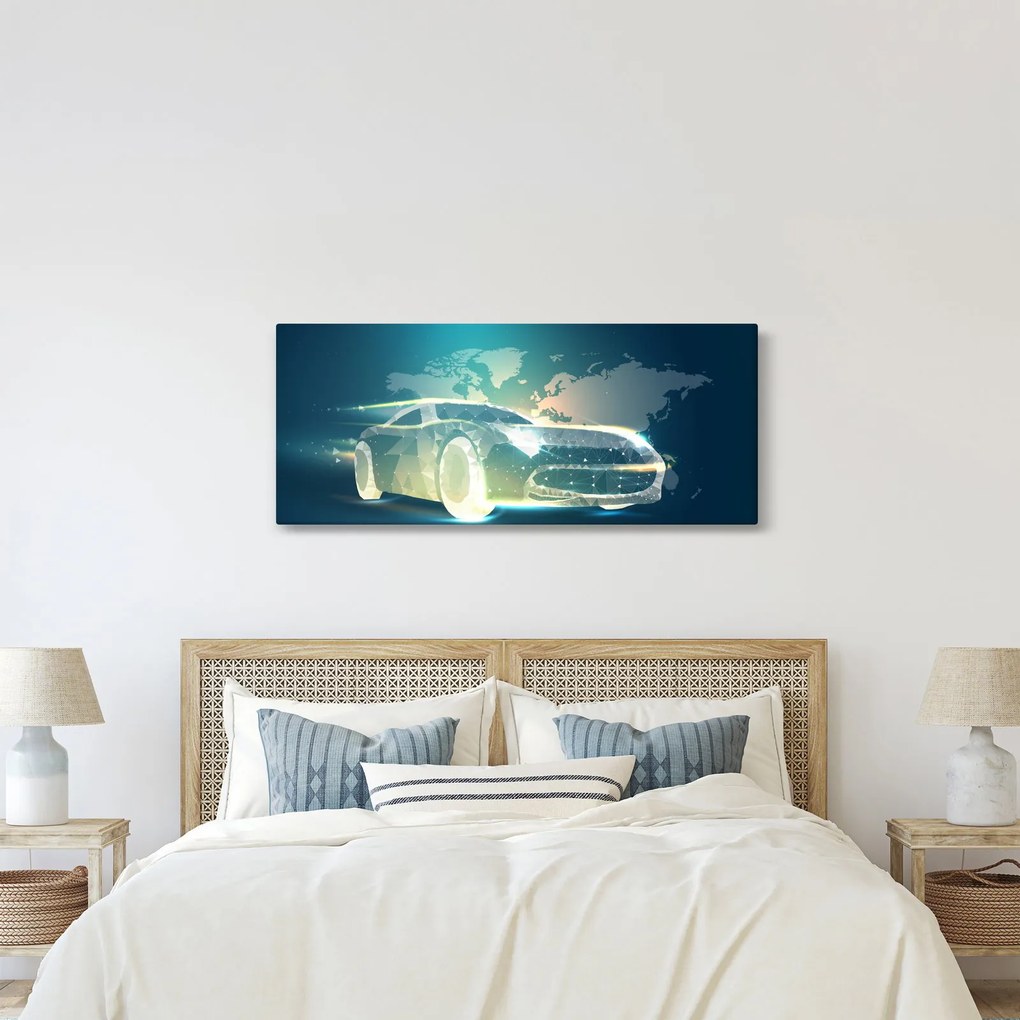 Geometriai formákból készült autó képe (120x50 cm)