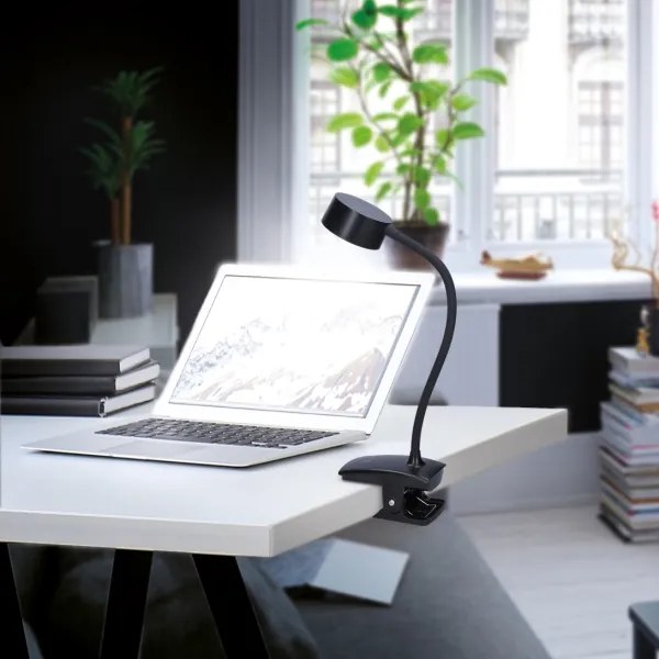 Solight WO3001-B-LED Dimmelhető flexibilis lámpa klipsszel LED/2W/5V 3000/4000/6500K fekete