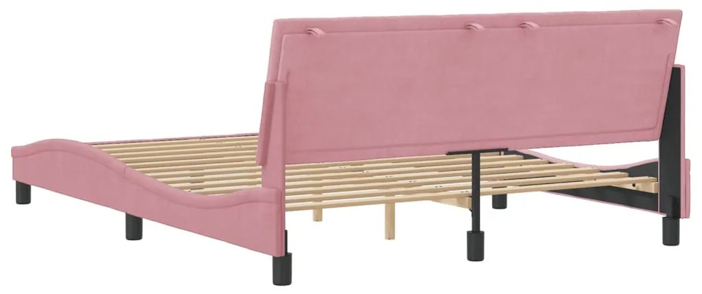 rózsaszín bársony ágykeret matrac nélkül Hanko 160 x 200 cm