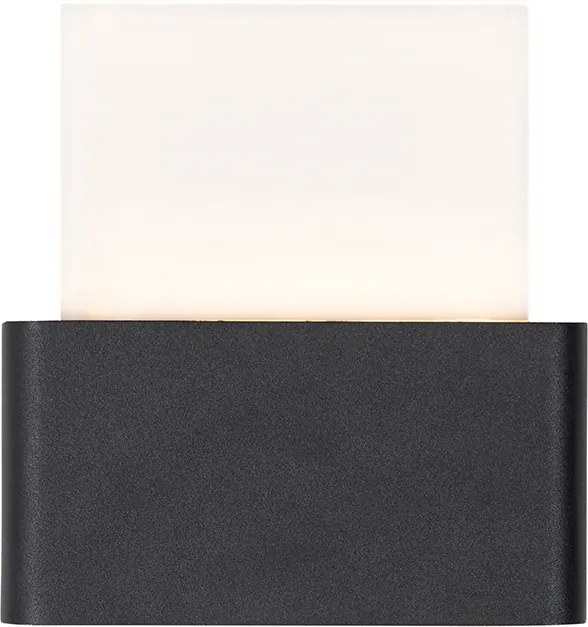 Kültéri fali lámpa fekete, beépített LED-del, házszámokkal, IP54 - Kandi