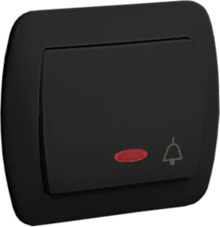 Csengőkapcsoló háttérvilágítással, kerettel fekete AD1L/49 Simon Akkord