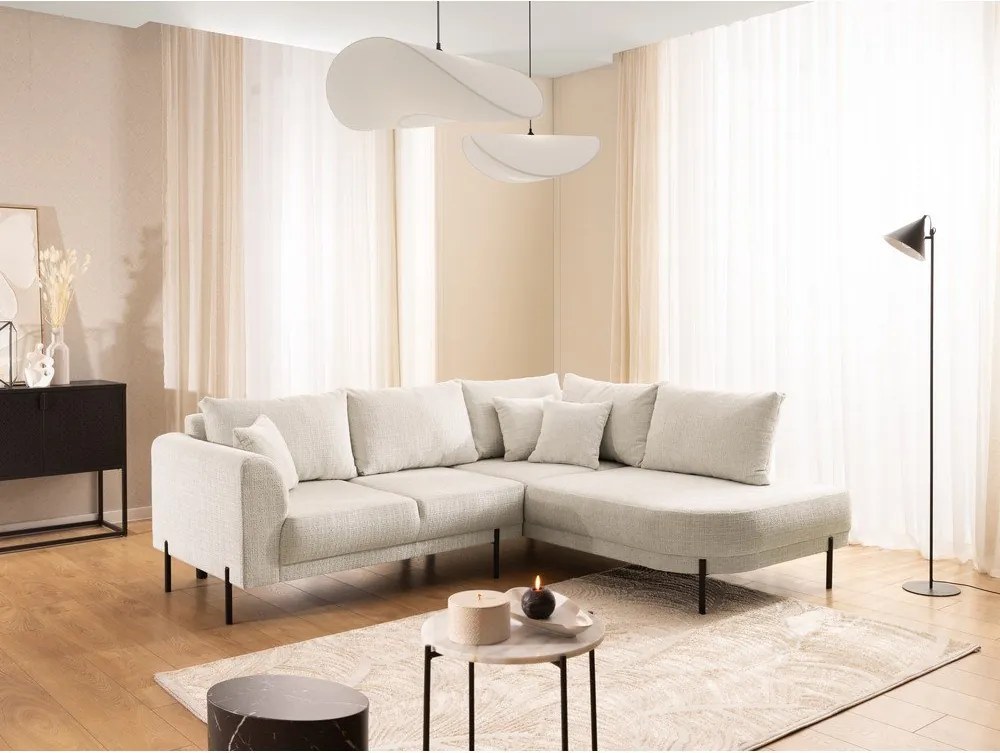 Bézs zsenília sarokkanapé (jobb oldali-L alakú) Mauris – Ropez