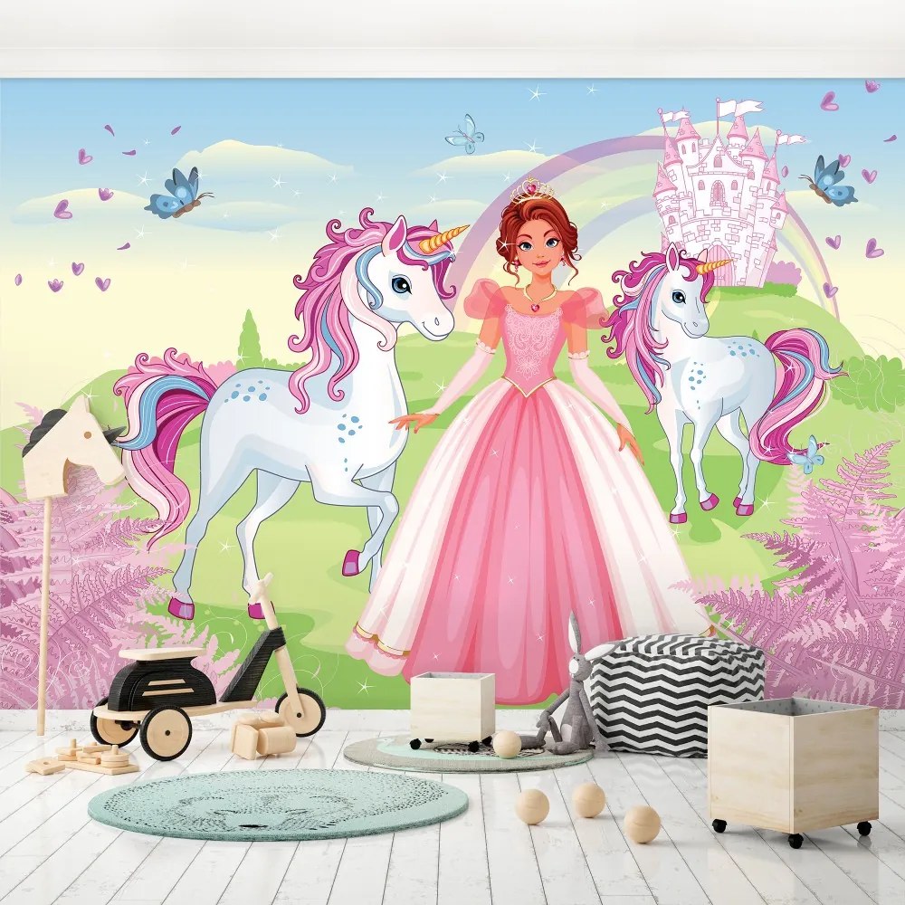 Hercegnő és az egyszarvú poszter, fotótapéta, Vlies (100 x 75 cm)