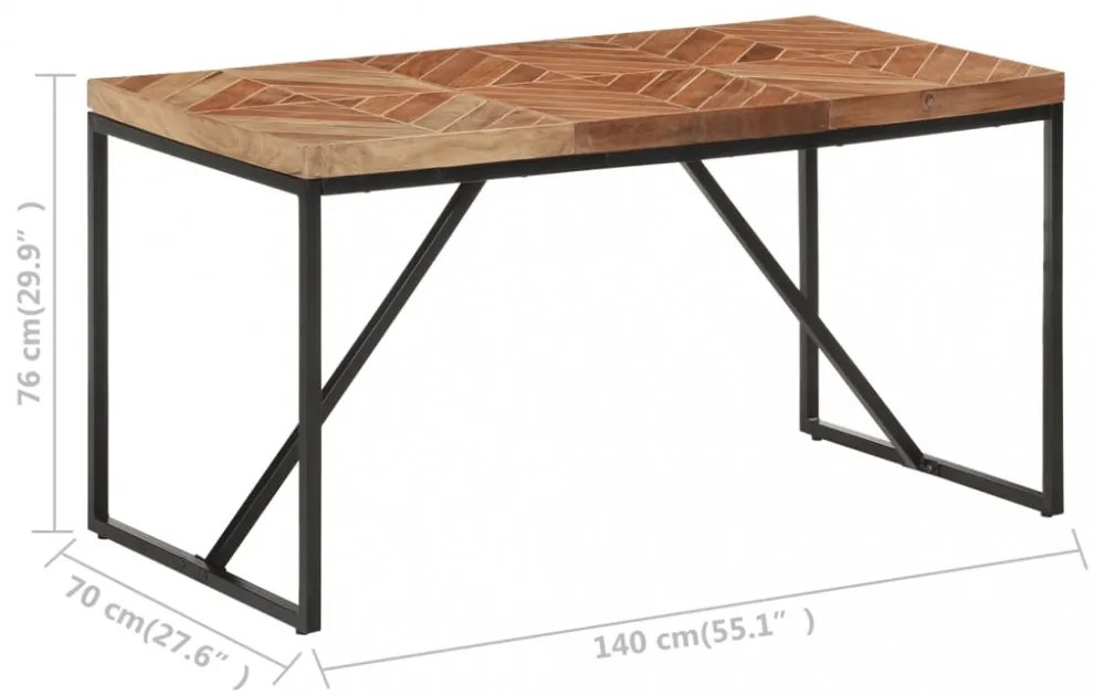 tömör akác és mangófa étkezőasztal 140 x 70 x 76 cm
