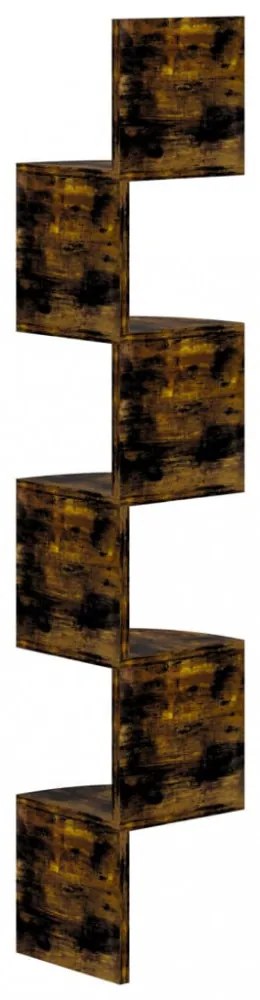 füstös tölgy színű szerelt fa fali sarokpolc 19 x 19 x 123 cm