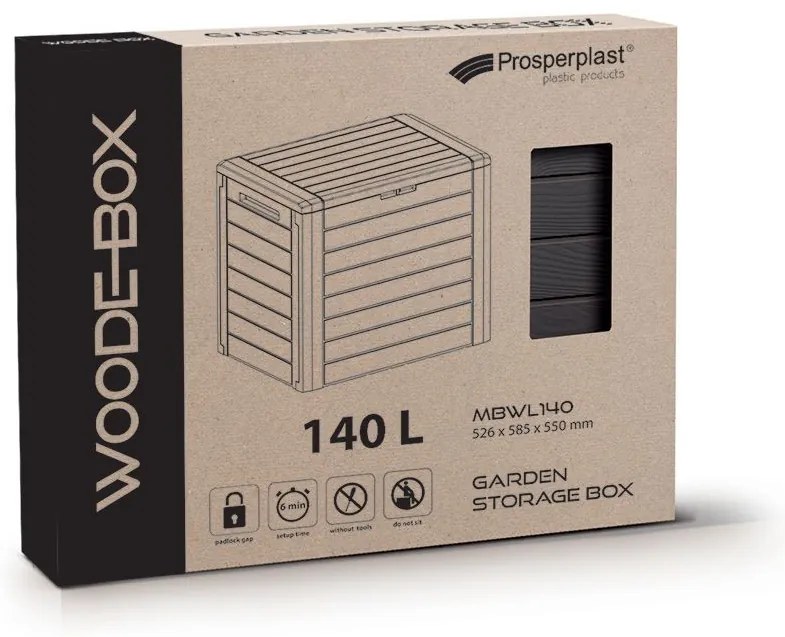 Prosperplast WOODEBOX kerti box antrait 140L