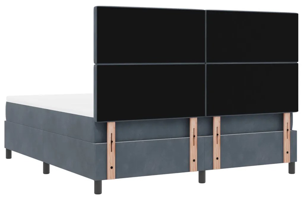 Boxspring Ágy Mattal Sötétszürke Szuper Király Bársonyos