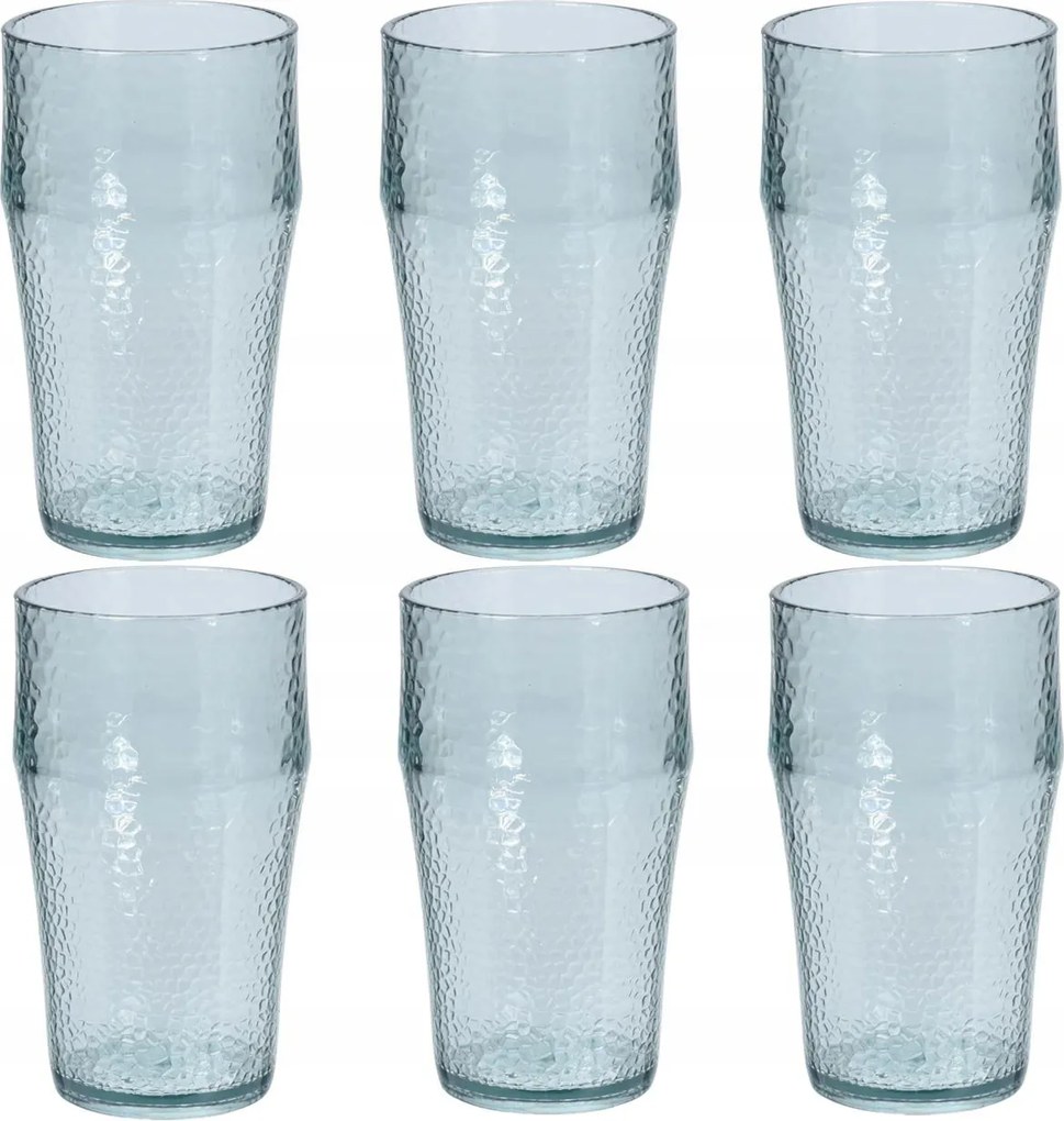 6 db-os magas pohár készlet, 530 ml, műanyag, étkészlet piknikhez