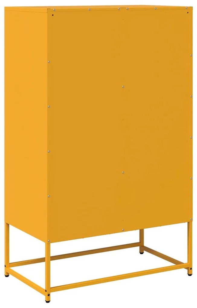mustársárga acél tálalószekrény 68x39x111,5 cm
