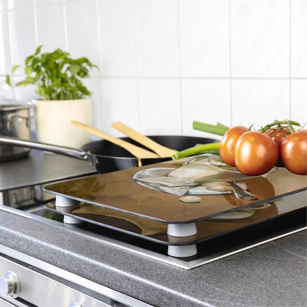 Edzett üveg tűzhely fedőlap szett 2 db-os 30x52 cm Coffee – Wenko