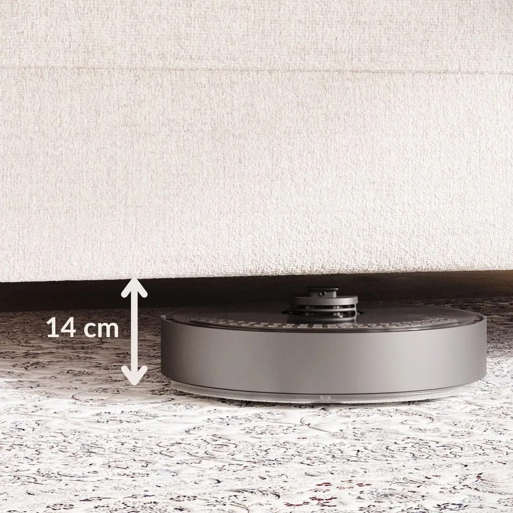 Világosszürke kárpitozott ágyneműtartós franciaágy ágyráccsal 140x200 cm Baleine – Maison de Rêve