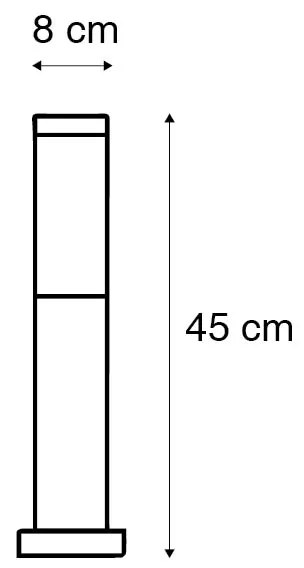 Kültéri lámpaoszlop acél 45 cm IP44 - Rox talp és kábelátvezetéssel