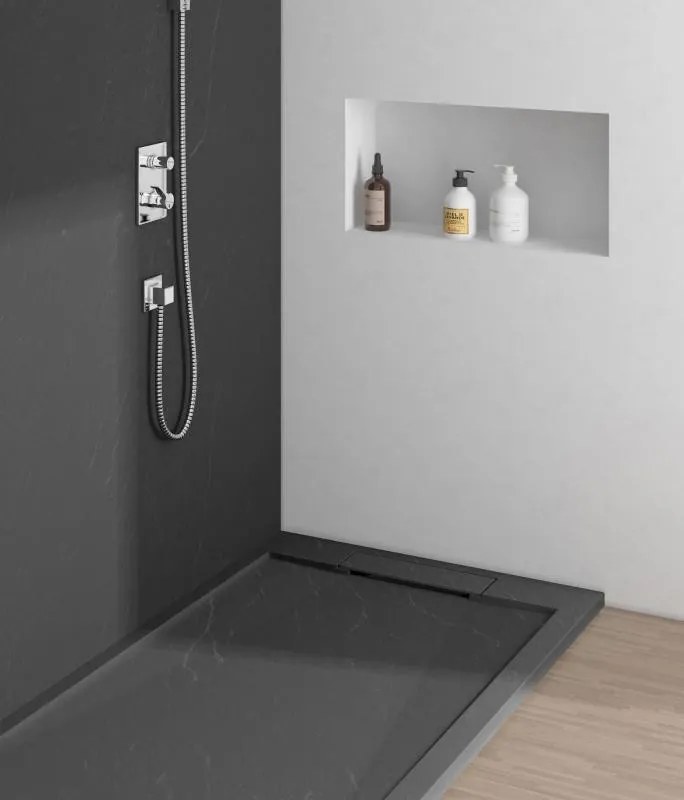 AREZZO design STONE pala hatású öntött márvány zuhanytálca, 120x90 cm-es, antracit (2 doboz)