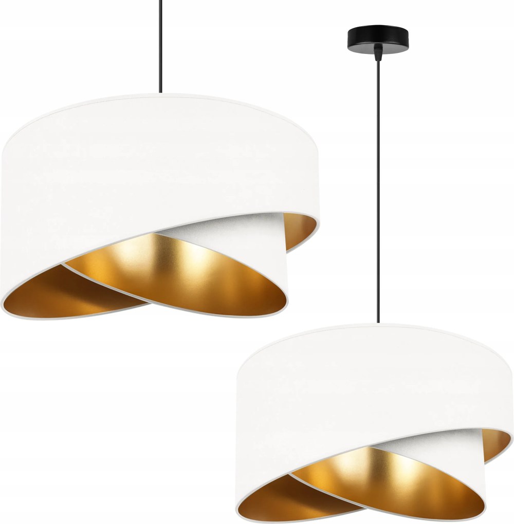 Mennyezeti Lámpa Függeszték Csillár Szimpla Fehér Arany Lámpabúra Glamour