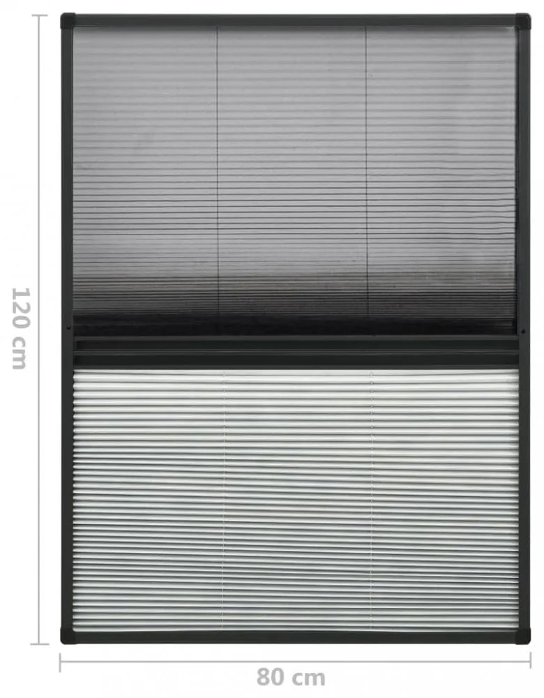 alumínium pliszé ablakszúnyogháló árnyékolóval 80 x 120 cm