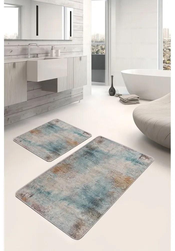 Kék-szürke fürdőszobai kilépő szett 2 db-os 60x100 cm – Mila Home