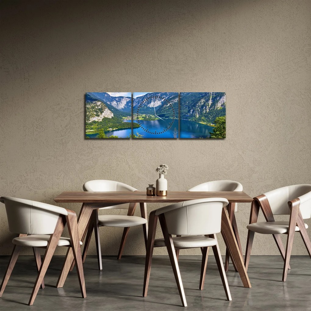 Kép - Hallstatt tó, Hallstatt, Austria (órával) (90x30 cm)